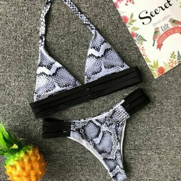 😻😻 M/L SEXY STRAPPY SNAKE PRINT BIKINI - Picture 3 of 8